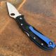Spyderco Endela Black FRN Thin Blue Line CombinationEdge VG-10 Blue Folding Knife