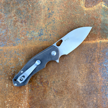 GiantMouse ACE Biblio Bronze w/ Natural Canvas Micarta Inlay Satin Böhler M390 Folding Knife