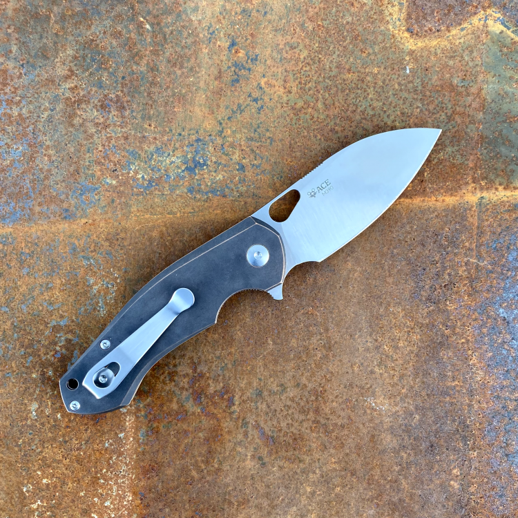 GiantMouse ACE Biblio Bronze w/ Natural Canvas Micarta Inlay Satin Böhler M390 Folding Knife