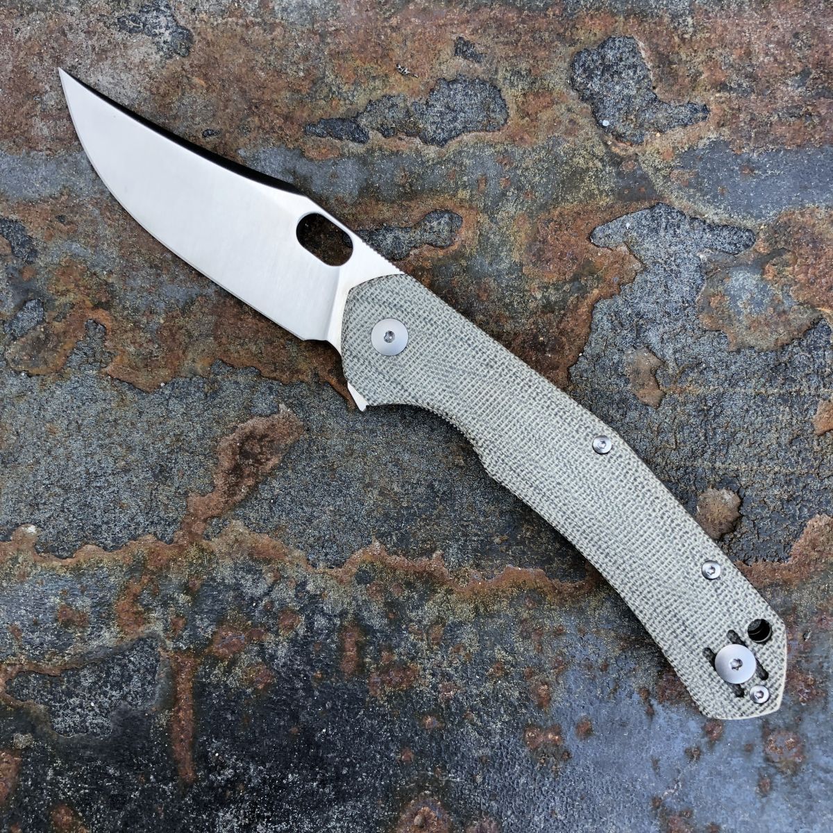 GiantMouse ACE Jutland Green Canvas Micarta Elmax Satin Blade