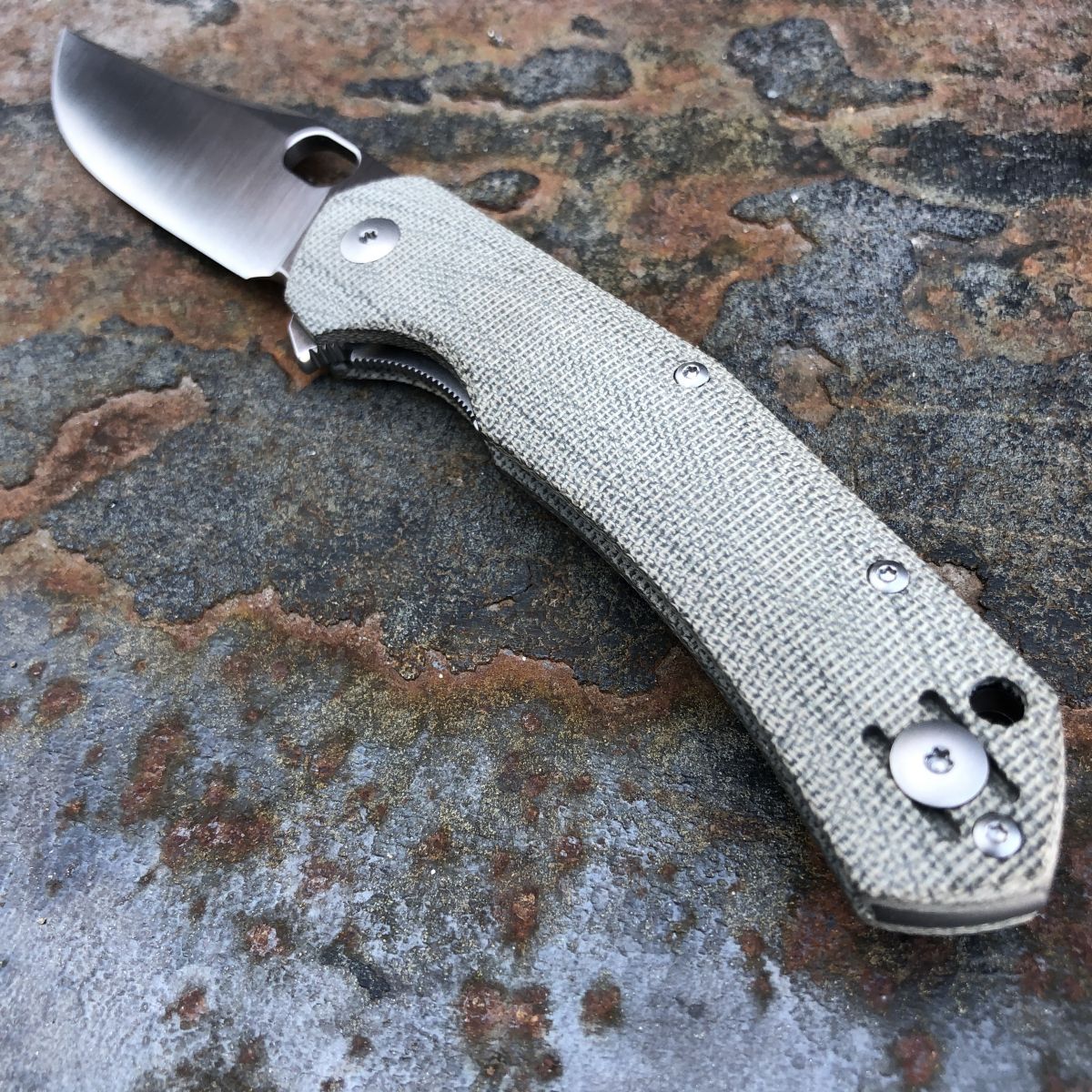 GiantMouse ACE Jutland Green Canvas Micarta Elmax Satin Blade