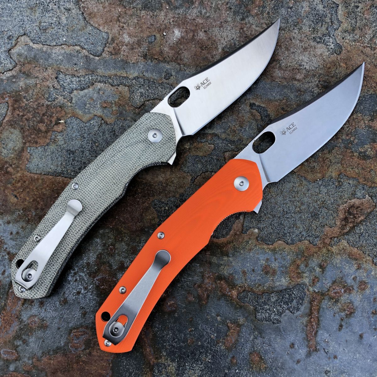 GiantMouse ACE Jutland Green Canvas Micarta Elmax Satin Blade