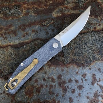 GiantMouse ACE Clyde Denim Micarta CPM 20CV Satin Blade Folding Knife