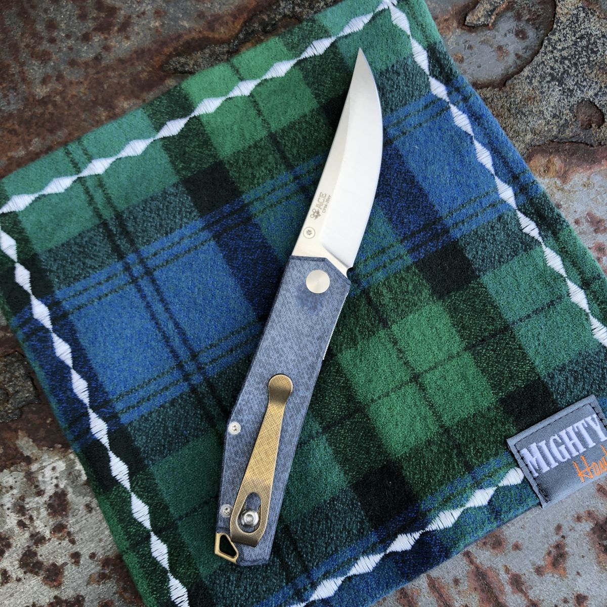 GiantMouse ACE Clyde Denim Micarta CPM 20cv Satin Blade (CLYDE