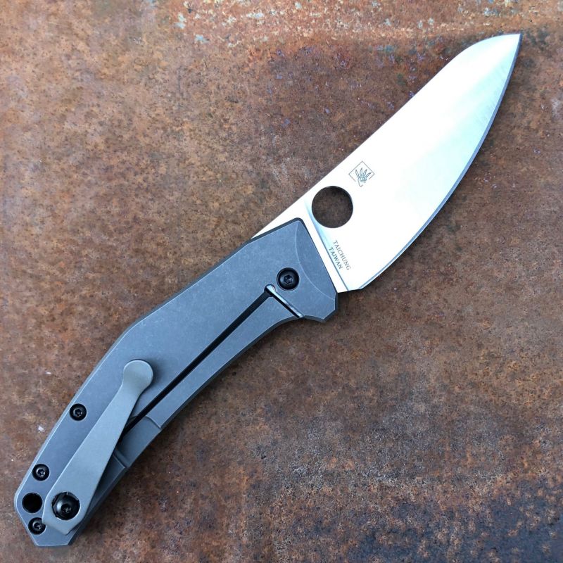 Spyderco Spydiechef Titanium Gray Scales Satin LC200N Blade Folding Knife