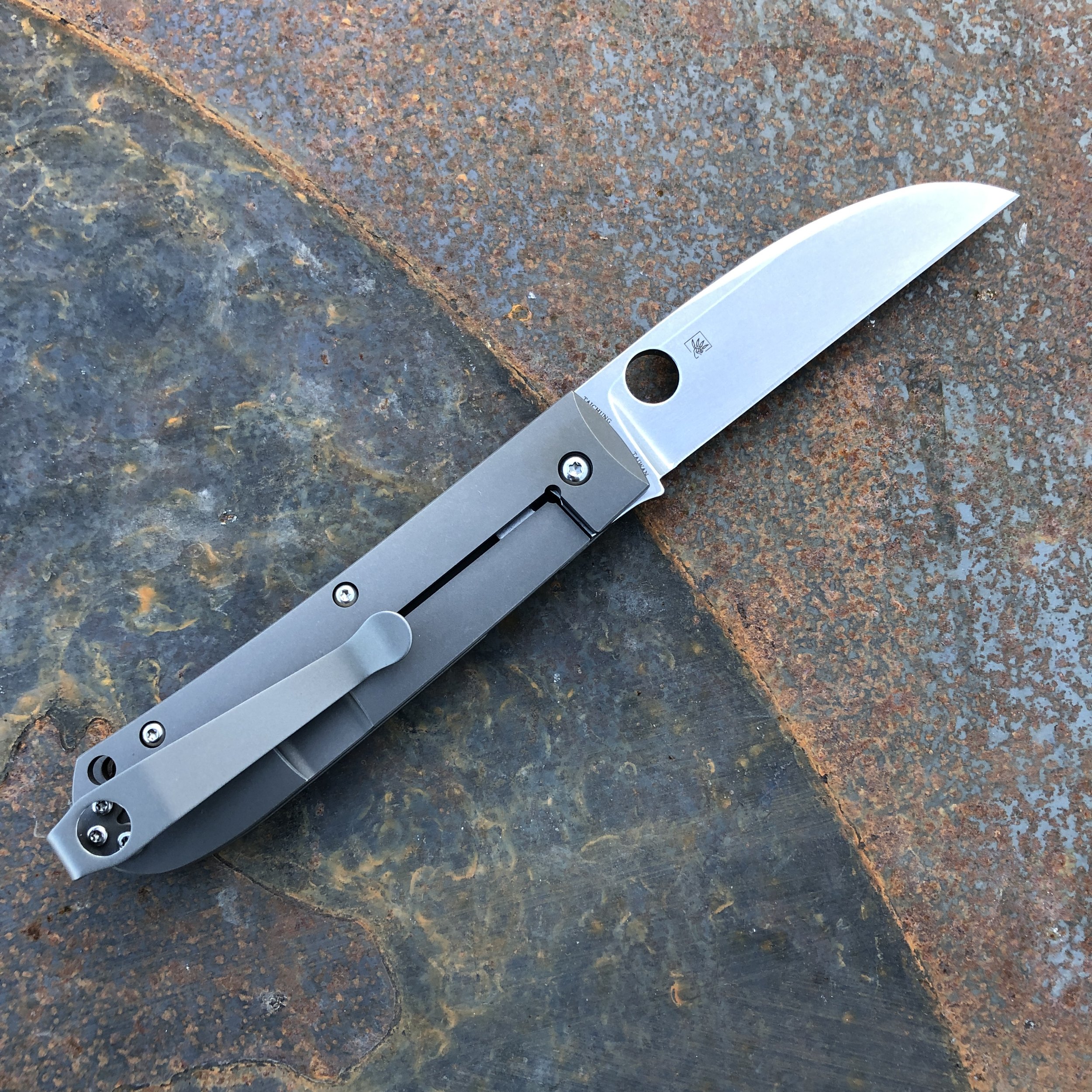 Spyderco Swayback Titanium Gray Scales Satin CTS-XHP Blade 