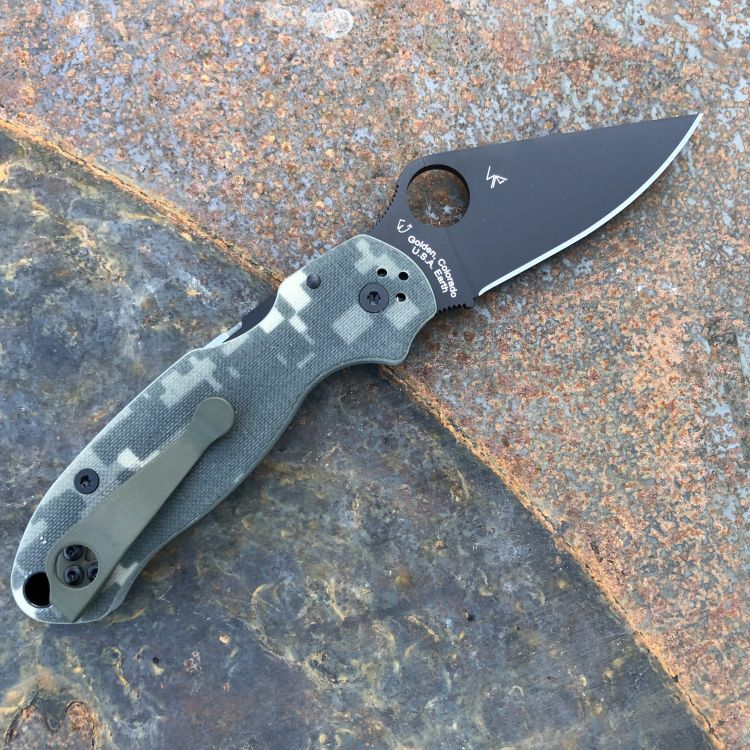 Spyderco Para 3 Camo G10 Scales Black S45V Blade Folding Knife