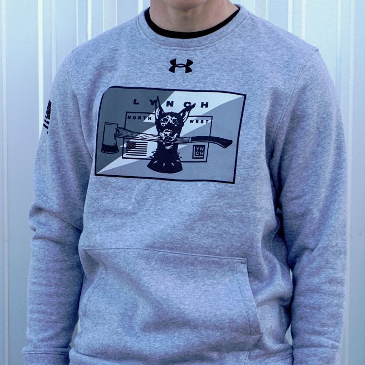 Under Armour Hustle Snow Camo Dog True Grey Heather Crewneck Sweatshirt