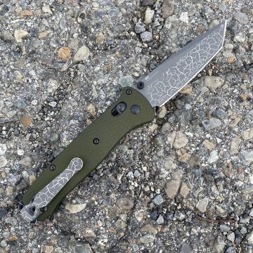 Benchmade Bailout AXIS Lock Green Aluminum Scales 3.38" Gray CPM M4 Blade Folding Knife