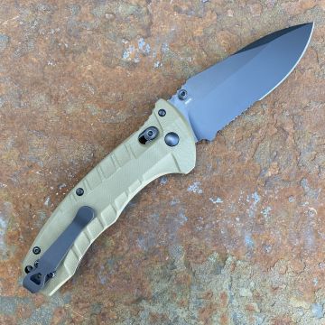 Benchmade Turret OD Green G10 Scales 3.7" Black Serrated S30V Blade Folding Knife