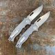 Demko AD20.5 Textured Titanium Scales Stonewashed 20CV Clip Point Blade Folding Knife