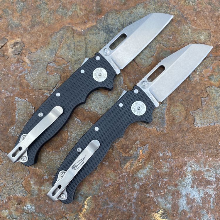 Demko AD20.5 Black G10 Scales Stonewashed S35V Sharks Foot Blade Folding Knife