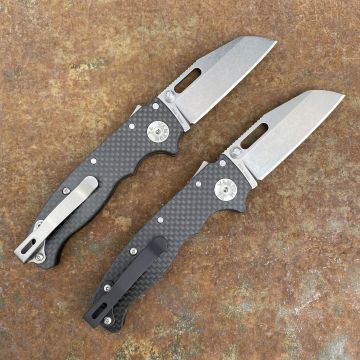 Demko AD20.5 Carbon Fiber Scales Stonewashed S35V Sharks Foot Blade Folding Knife