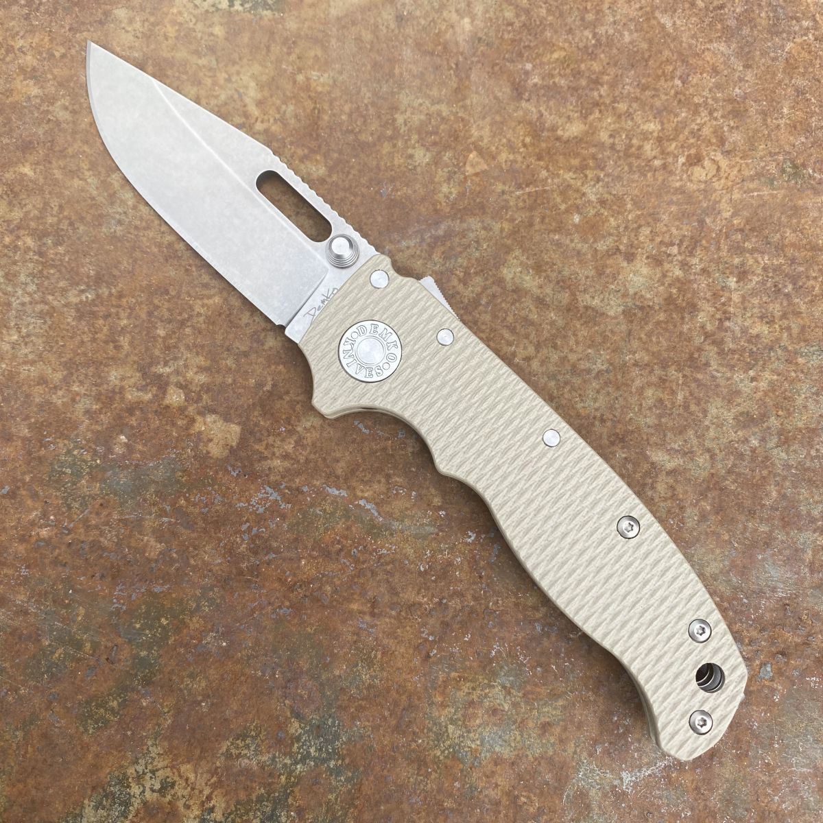Demko AD20.5 Coyote Tan G10 Scales Stonewashed S35V Clip Point