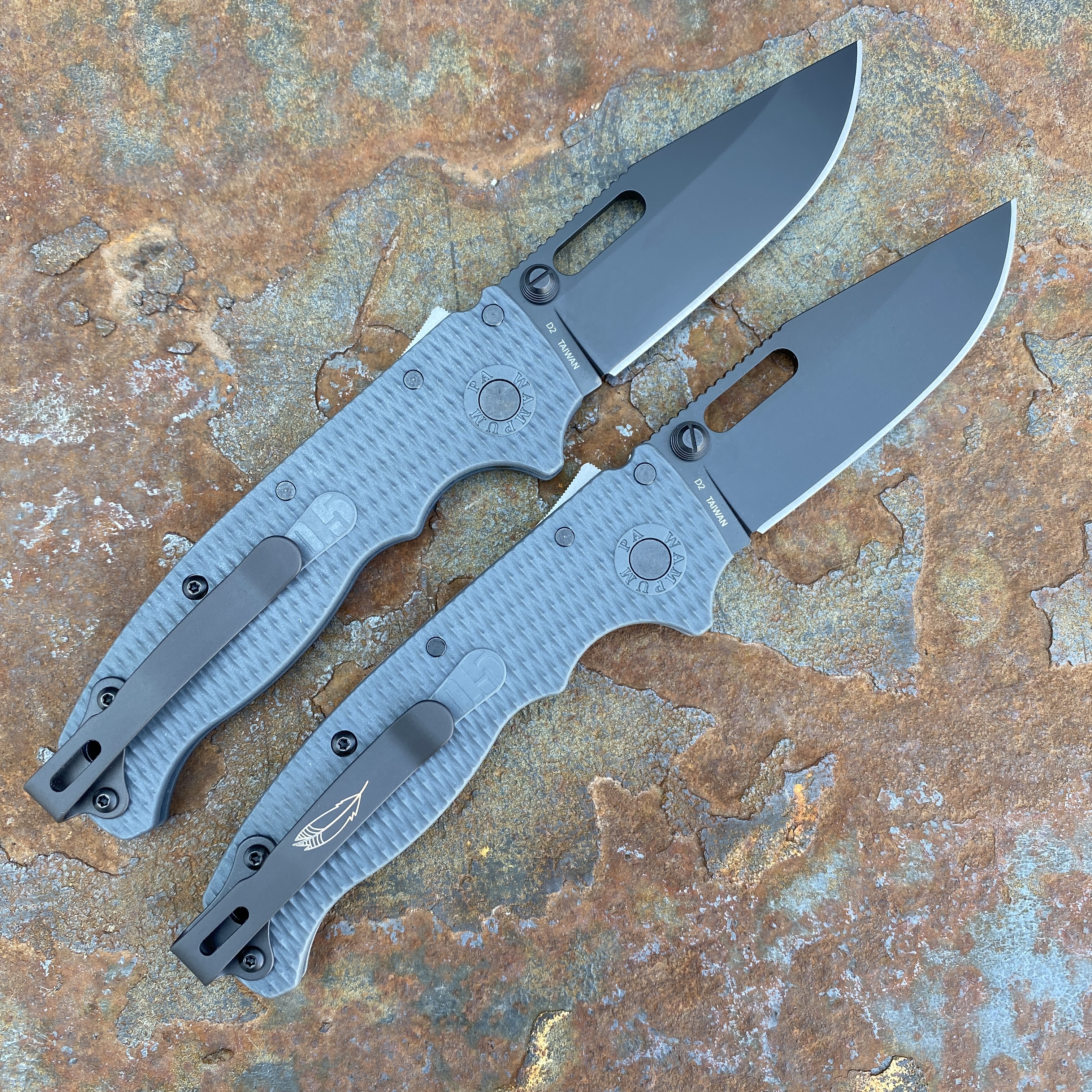 Demko AD20.5 Grey Grivory Scales Black DLC D2 Clip Point