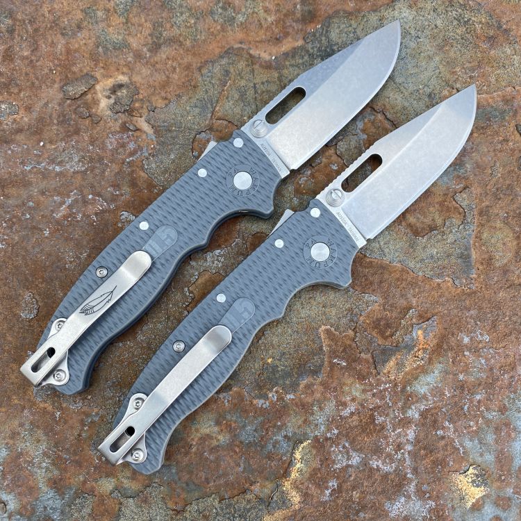 Demko AD20.5 Grey Grivory Scales Stonewashed AUS10A Clip Point Blade Folding Knife