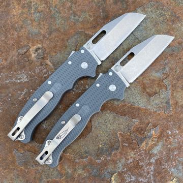Demko AD20.5 Grey Grivory Scales Stonewashed AUS10A Sharks Foot Blade Folding Knife
