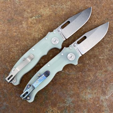 Demko AD20.5 Natural Jade G10 Scales Stonewashed S35V Clip Point Blade Folding Knife