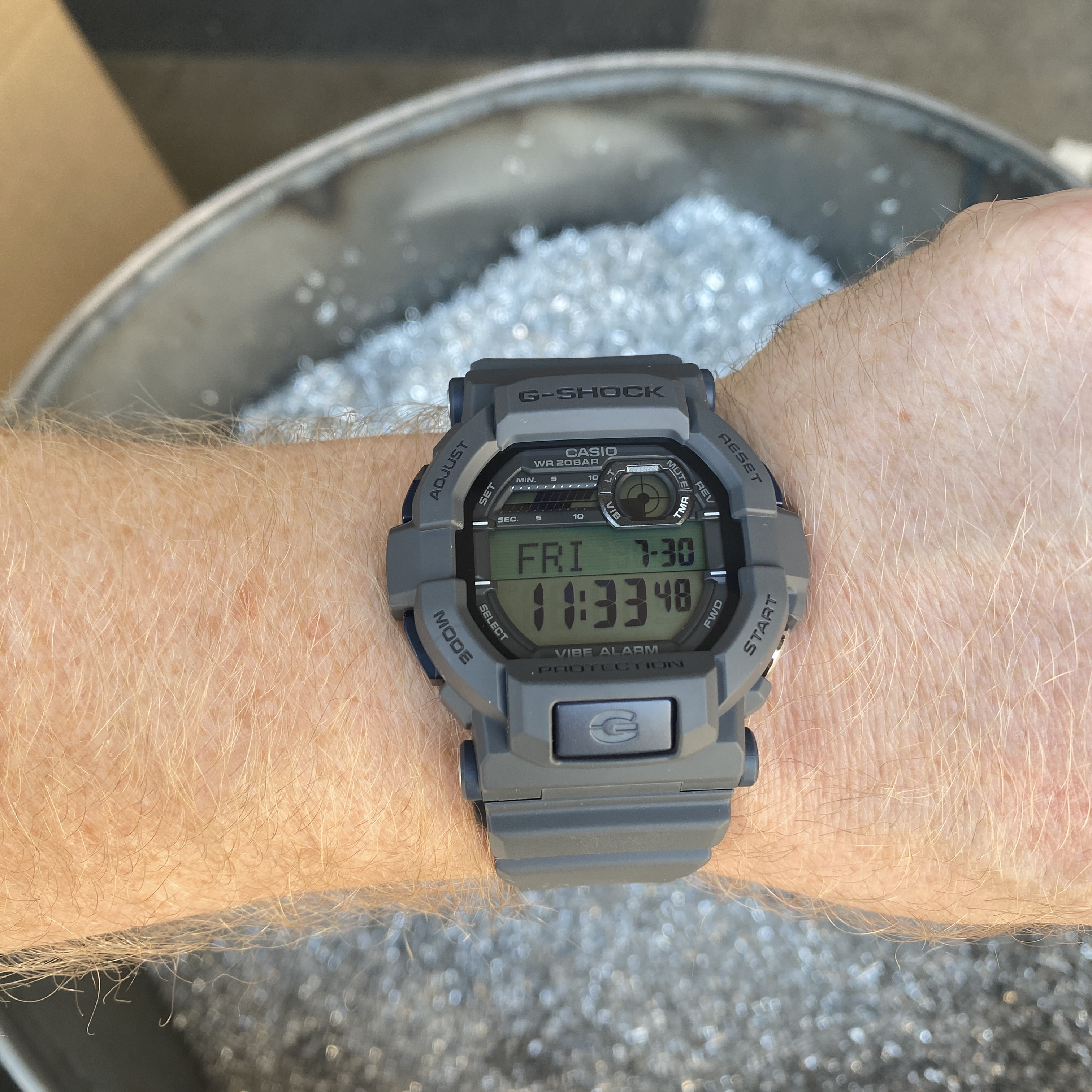 Casio G-Shock Classic Gray Watch with Vibrating Alarm and