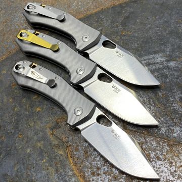 GiantMouse ACE Atelier Titanium Satin Elmax Folding Knife