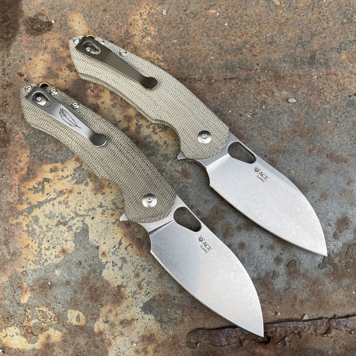 GiantMouse ACE Biblio XL Green Canvas Micarta Elmax Stonewashed