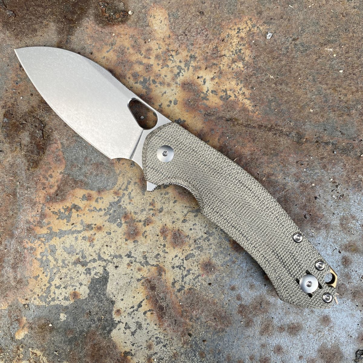 GiantMouse ACE Biblio XL Green Canvas Micarta Elmax Stonewashed