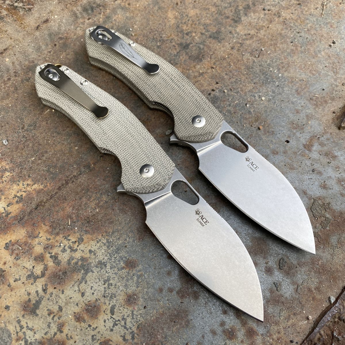 GiantMouse ACE Biblio XL Green Canvas Micarta Elmax Stonewashed