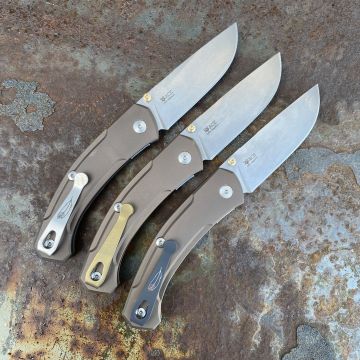 GiantMouse ACE Iona V2 Bronze Aluminum Magnacut Stonewashed Blade Folding Knife