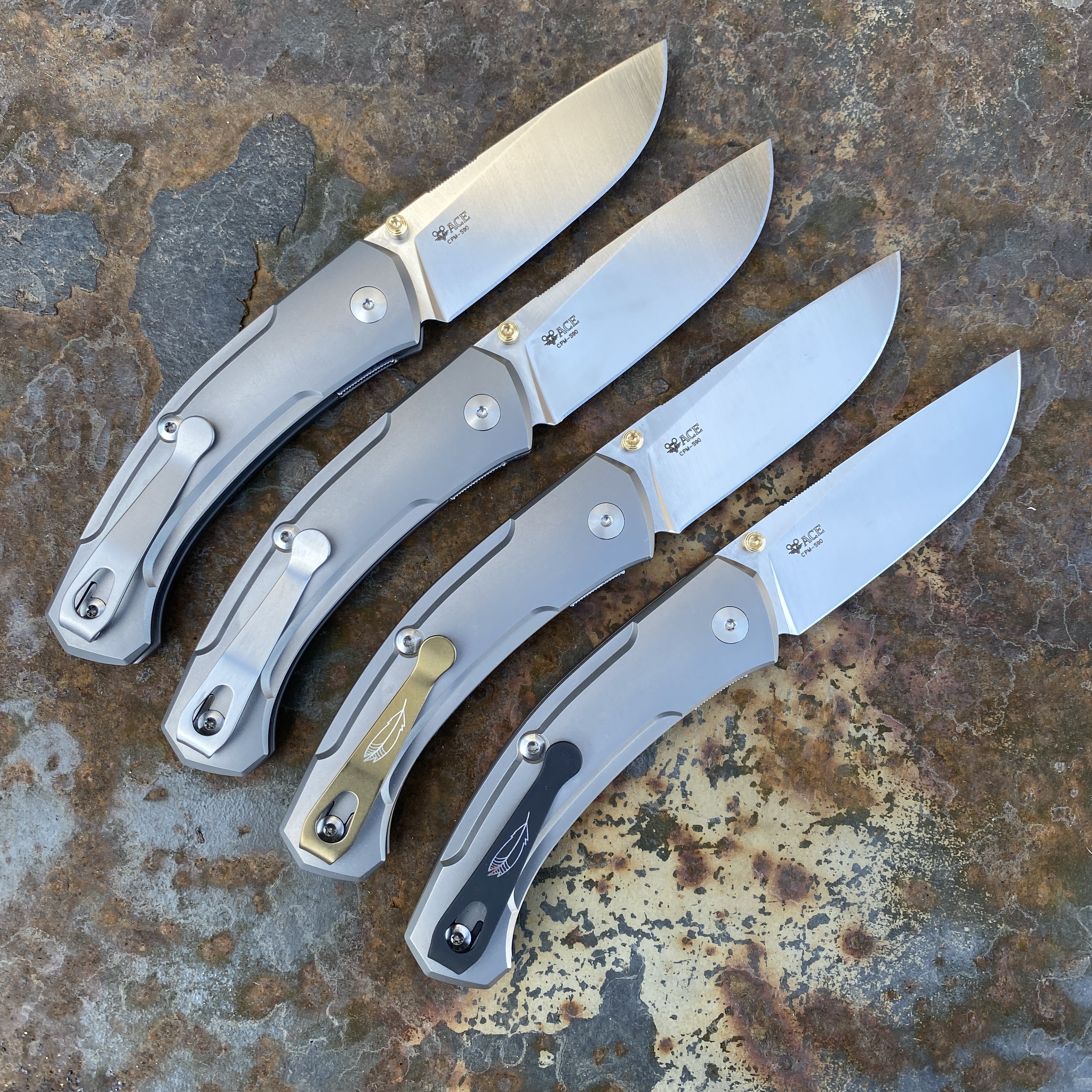 GiantMouse ACE Iona V2 Titanium S90V Satin Blade (IONA-V2-TITANIUM