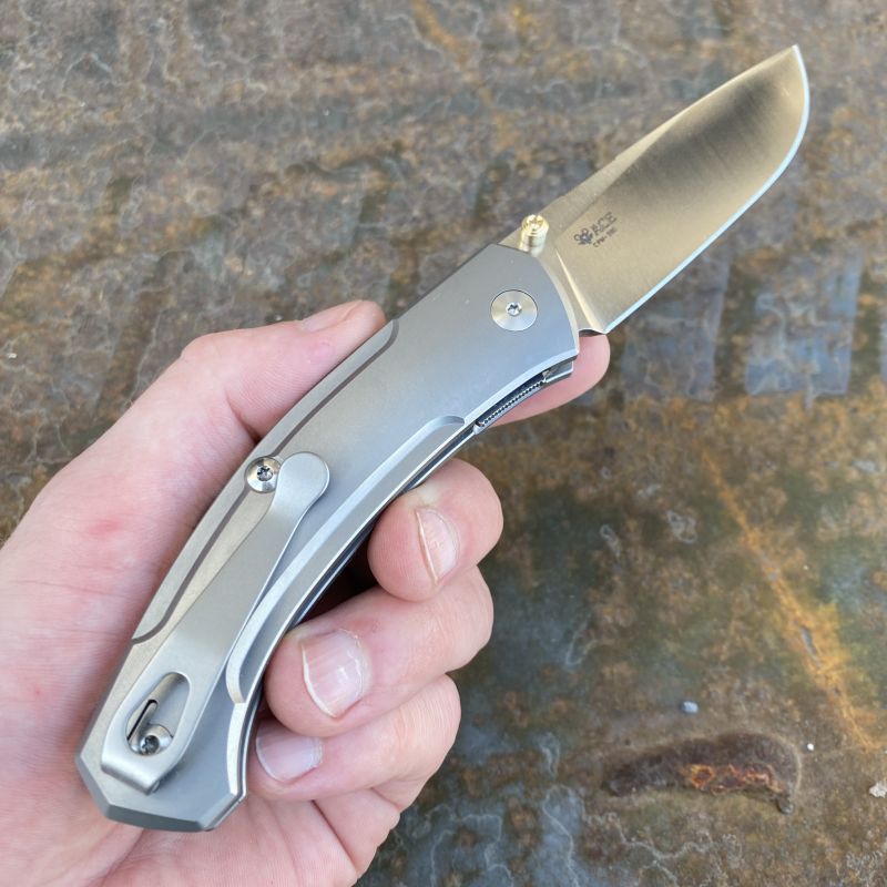 GiantMouse ACE Iona V2 Titanium S90V Satin Blade Folding Knife