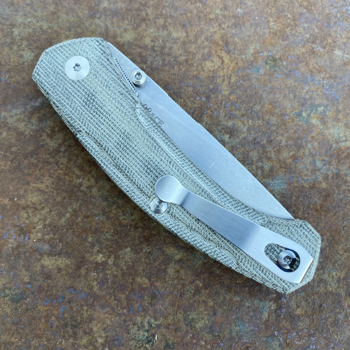 GiantMouse ACE Iona V2 Green Canvas Micarta Magnacut Stonewashed