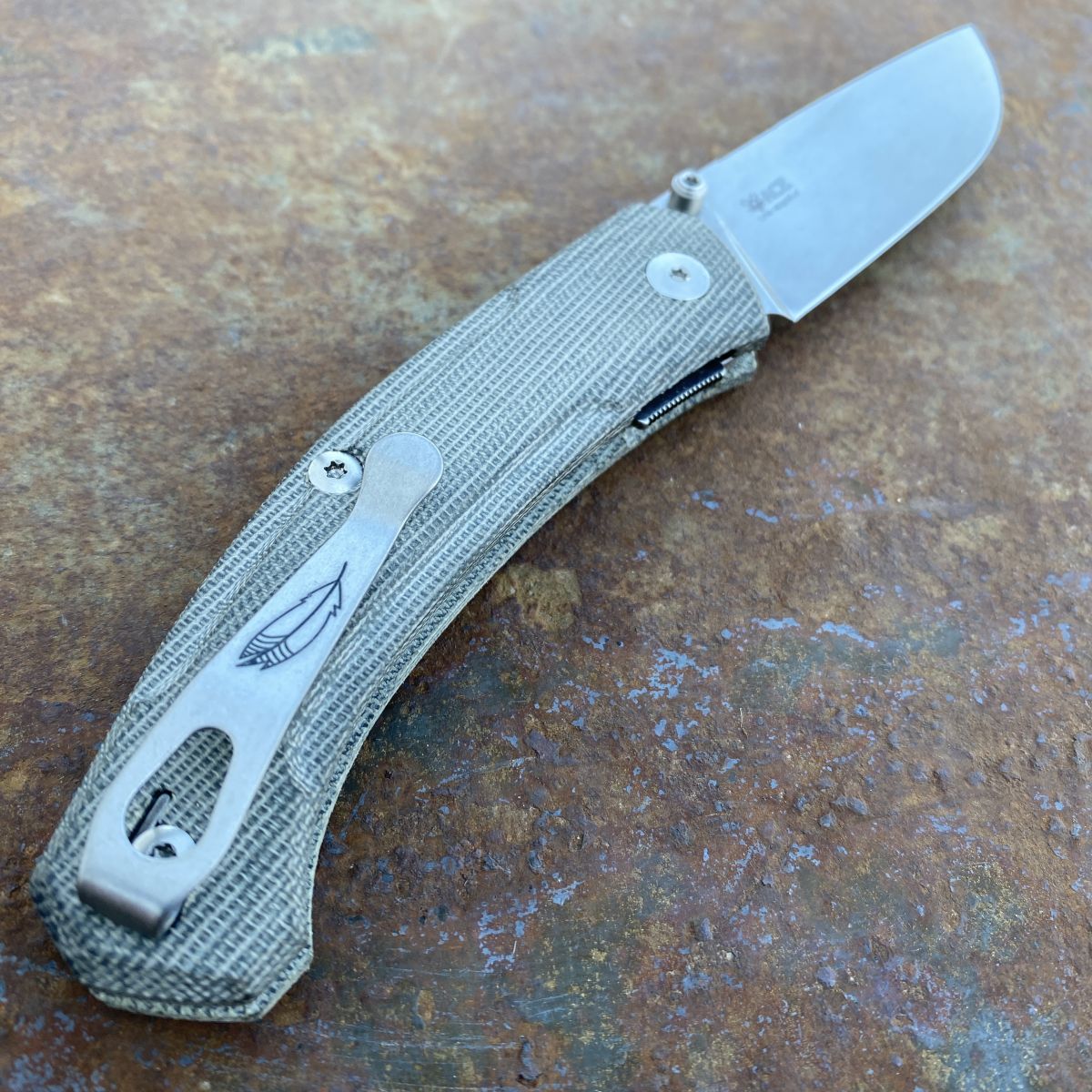 GiantMouse ACE Iona V2 Green Canvas Micarta Magnacut Stonewashed