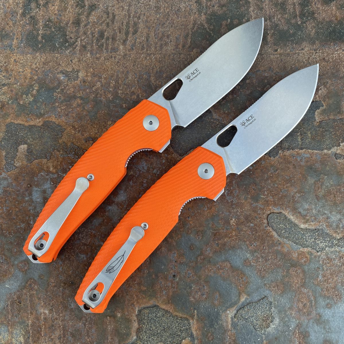 GiantMouse ACE Jagt Orange G10 Magnacut Stonewashed Blade (JAGT