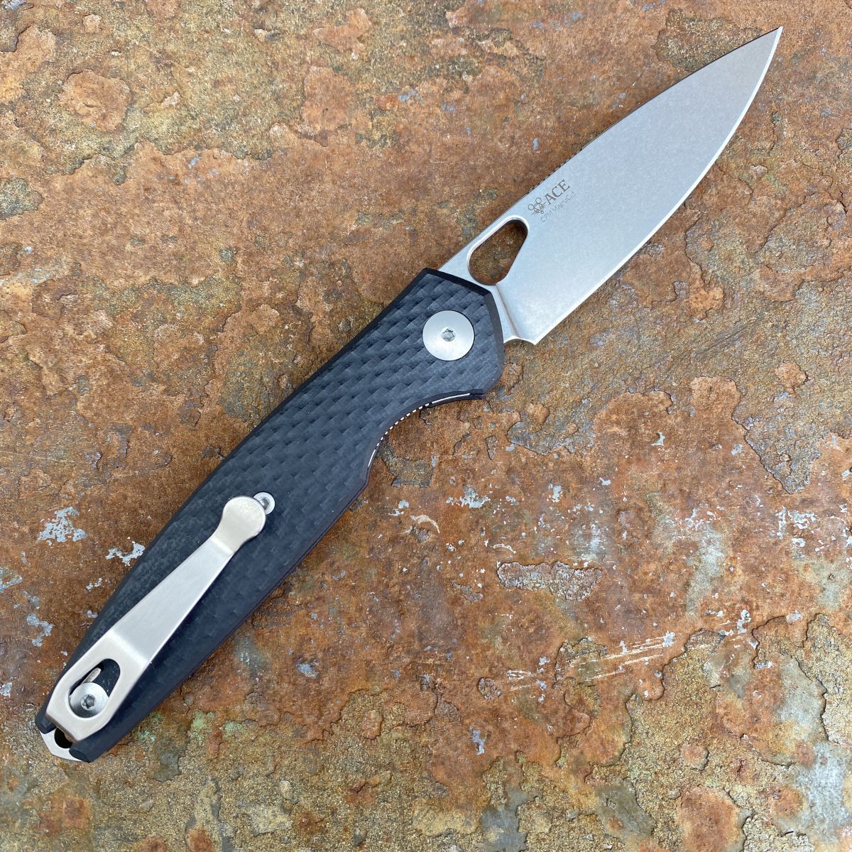 GiantMouse ACE Reo Black G10 Magnacut Stonewashed Blade (REO-BLK