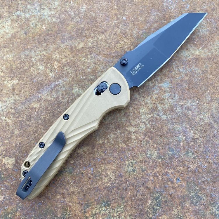 Hogue Deka FDE Polymer Black Wharncliffe Magnacut Blade Deep Carry Titanium Clip