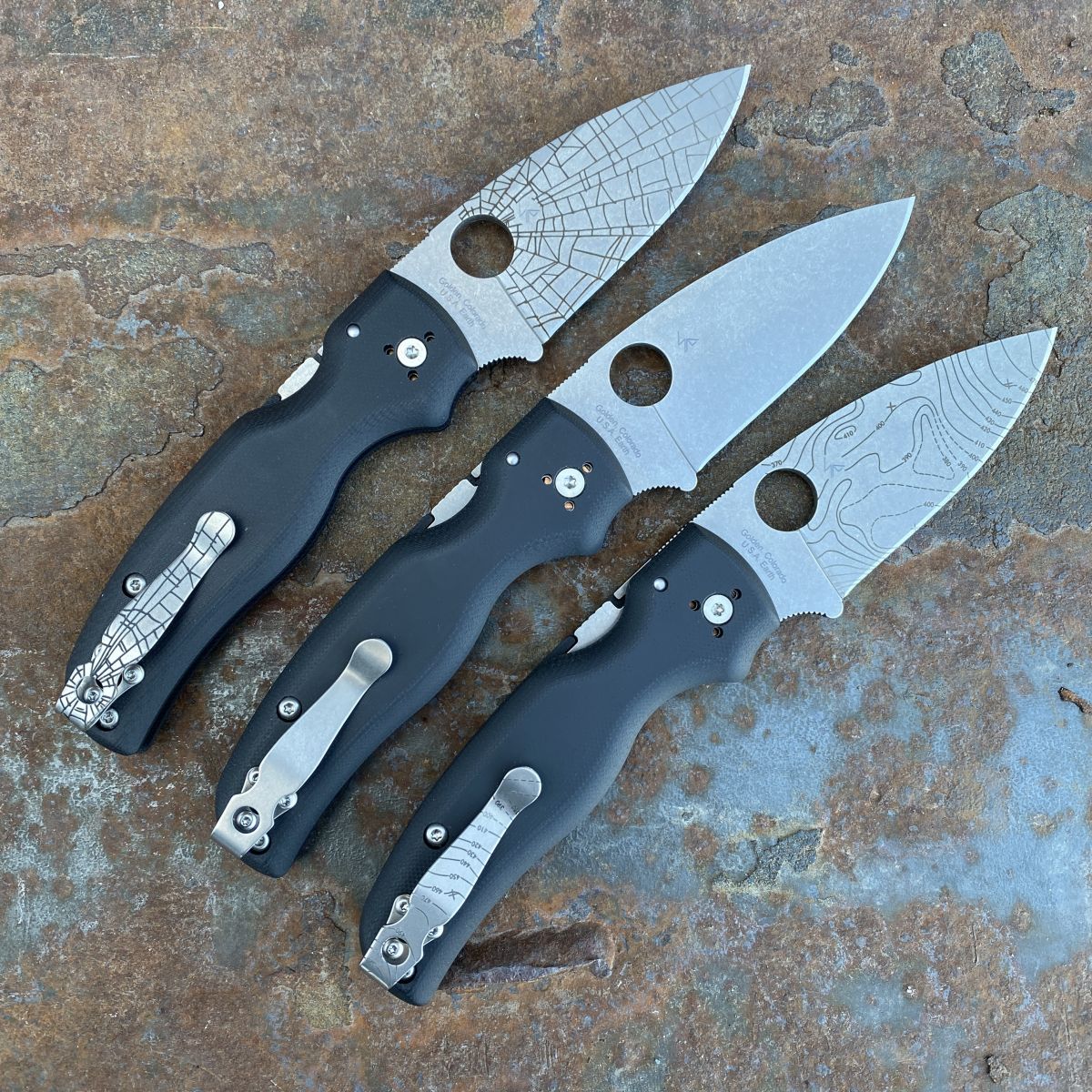 Spyderco Shaman Black G10 Scales Stonewash S30V Blade (C229GP) Deep Carry  Titanium Clip