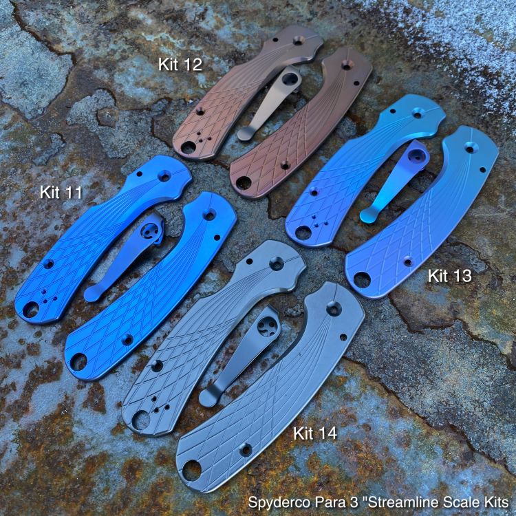 Spyderco Para 3 Skinny "Streamline" Titanium Scale Kit