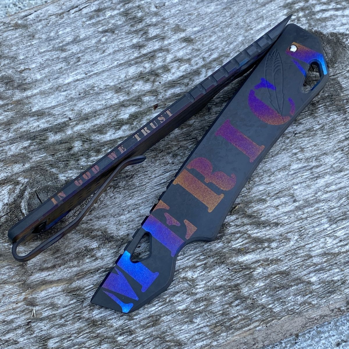 7291#20mm-18mmダークブラウン+ #6519 18mmダークブルー Open Door Policy v1.2 Titanium Prybar 'MERICA Limited Run Edition