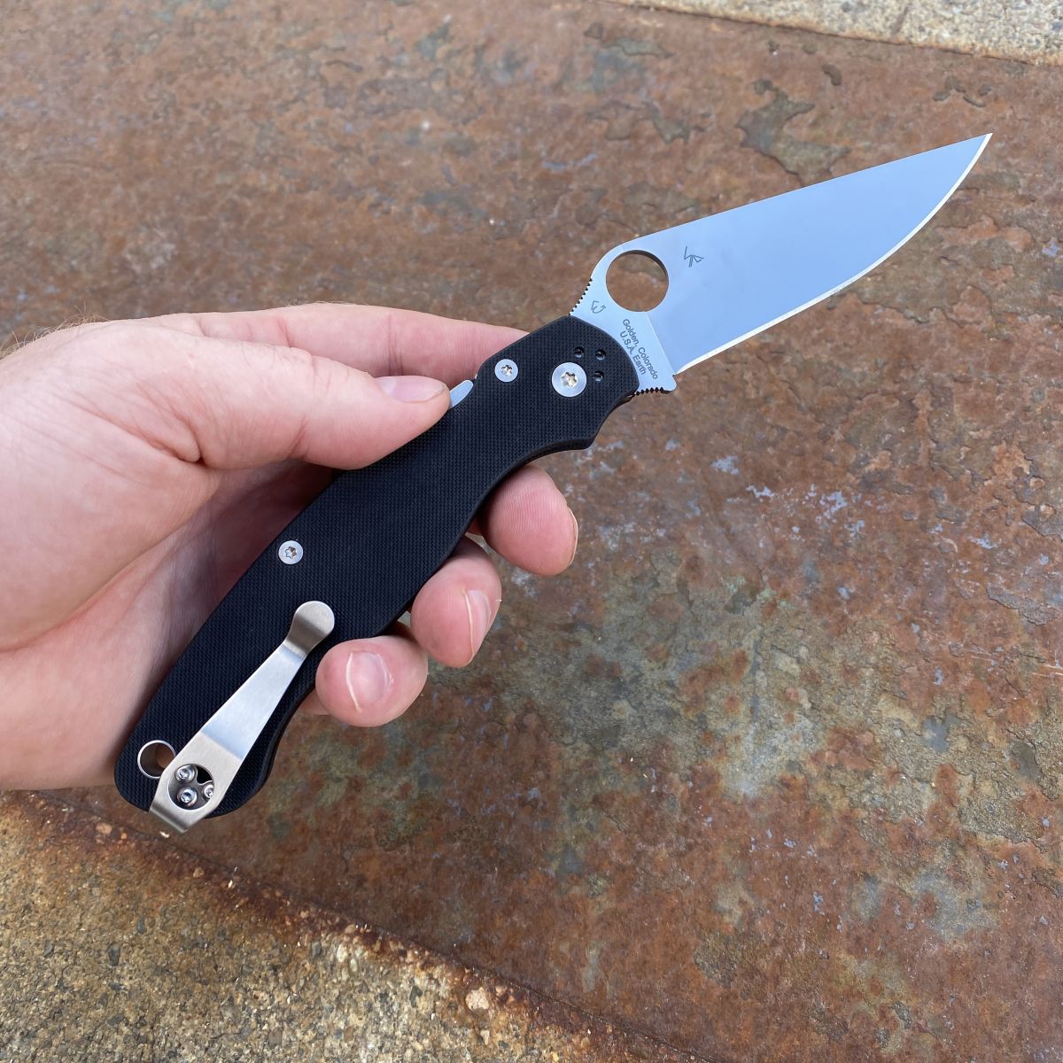 Spyderco Military 2 Black G10 Scales Satin S30V Blade (C36GP2) Deep Carry  Titanium Clip