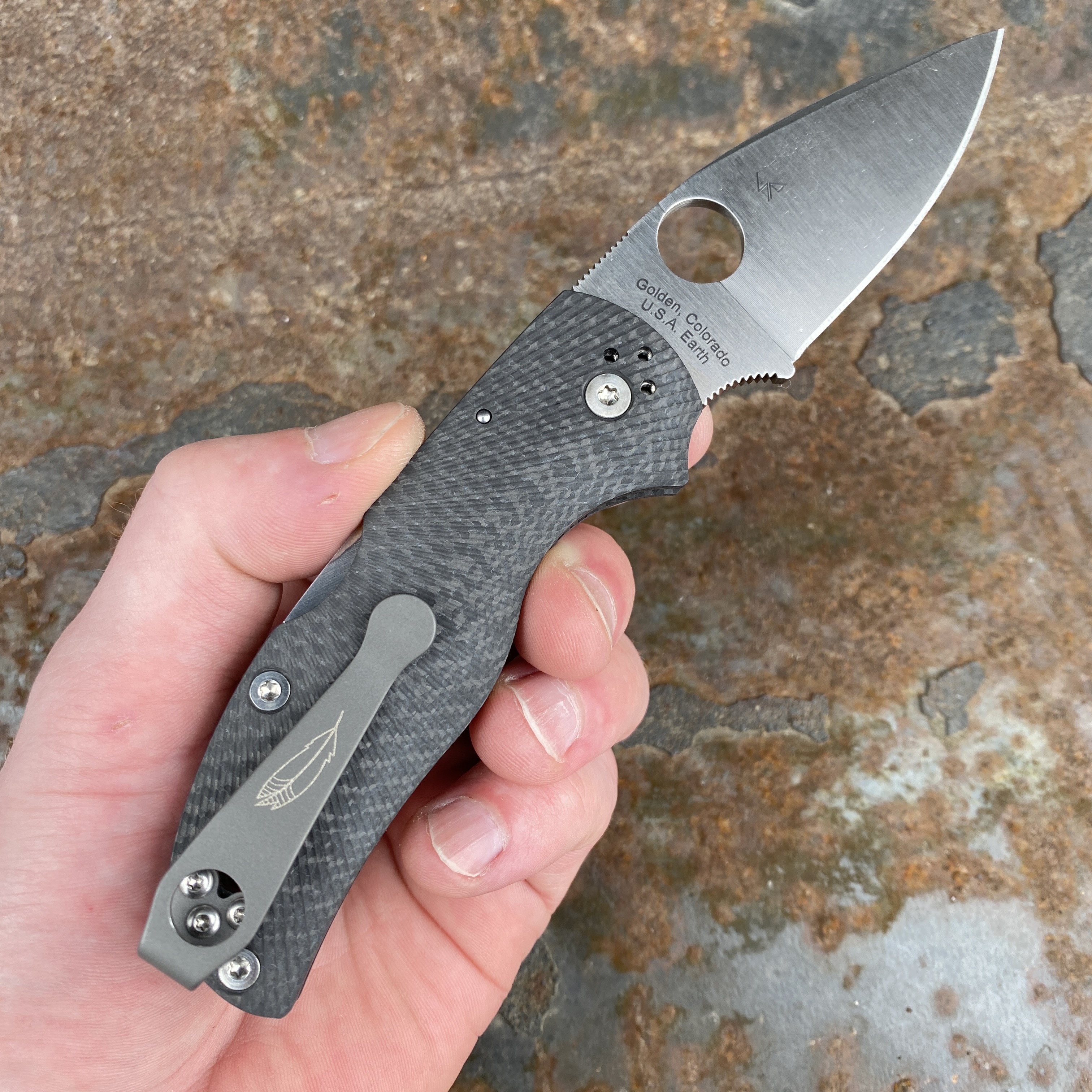 Spyderco Native 5 Fluted Carbon Fiber Scales Satin S90V Blade