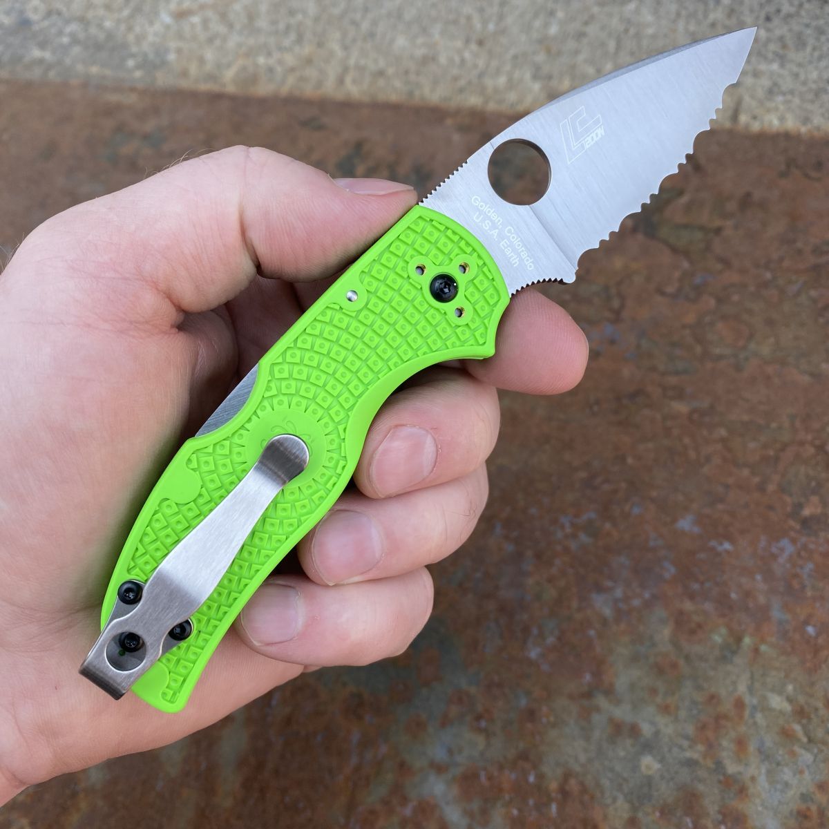 Spyderco Native 5 Salt Green FRN LC200N Serrated Blade (C41SGR5