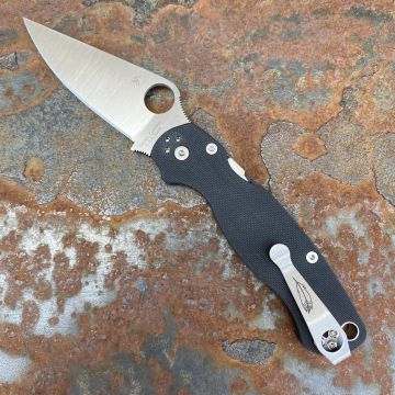 Spyderco Paramilitary 2(PM2) LEFT HANDED Black G10 Scales Satin S45V Blade Folding Knife