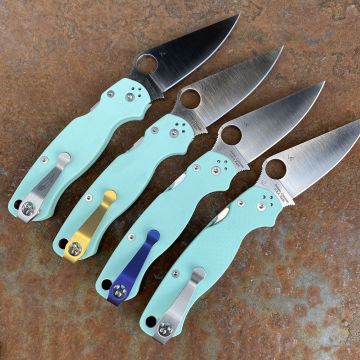 Spyderco Paramilitary 2(PM2) Teal G10 Scales Satin S90V Blade Folding Knife - MGE Wholesale Exclusiv