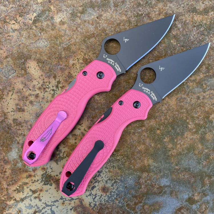 Spyderco Para 3 LW Pink FRN Scales Black CTS BD1N Blade Folding Knife