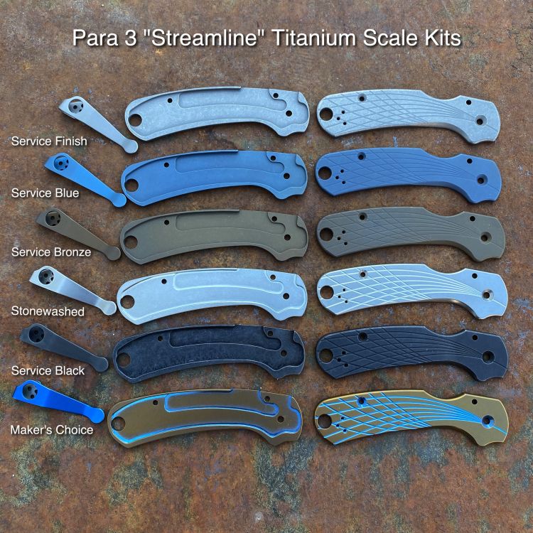 Spyderco Para 3 Skinny "Streamline" Titanium Scale Kit