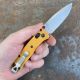 Benchmade Mini Bugout Daybreak Yellow Grivory Scales 2.3" Satin S30V Blade Folding Knife