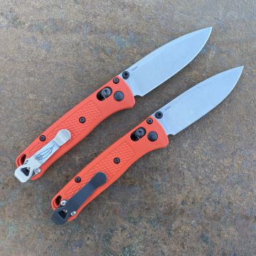 Benchmade Mini Bugout Mesa Red Grivory Scales 2.8" Satin S30V Blade Folding Knife