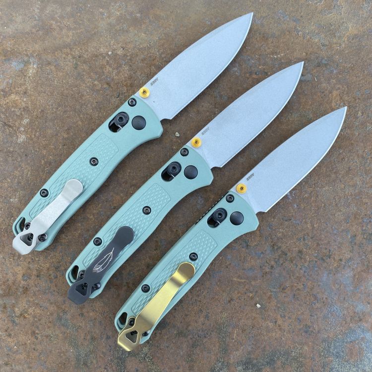 Benchmade Mini Bugout Sage Green Grivory Scales 2.875" Silver S30V Blade Folding Knife