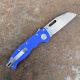 Demko AD20.5 Blue #2 G10 Scales Stonewashed 20CV Sharks Foot Blade Folding Knife