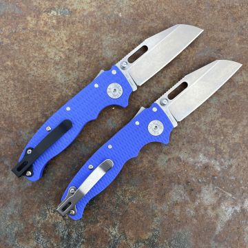 Demko AD20.5 Blue #2 G10 Scales Stonewashed 20CV Sharks Foot Blade Folding Knife